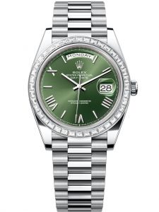 Đồng hồ Rolex Day-Date M228396TBR-0020 228396TBR-0020 bạch kim và kim cương mặt số xanh olive