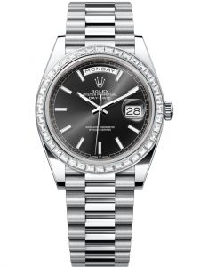 Đồng hồ Rolex Day-Date M228396TBR-0024 228396TBR-0024 bạch kim và kim cương mặt số đen sáng