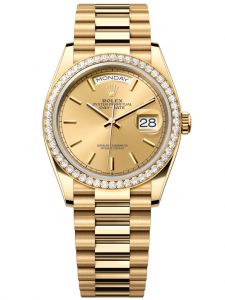 Đồng hồ Rolex Day-Date M128348RBR-0026 128348RBR-0026 vàng và kim cương mặt số champagne