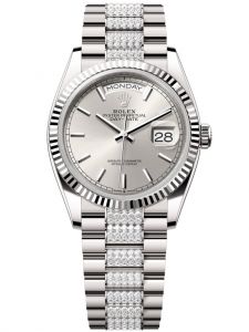 Đồng hồ Rolex Day-Date M128239-0025 128239-0025 vàng trắng mặt số bạc