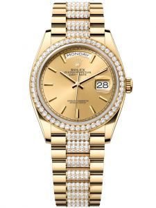 Đồng hồ Rolex Day-Date M128348RBR-0027 128348RBR-0027 vàng và kim cương mặt số champagne