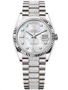 Đồng hồ Rolex Day-Date M128239-0026 128239-0026 vàng trắng mặt số khảm trai kim cương