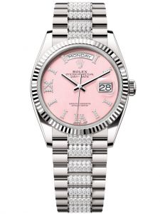 Đồng hồ Rolex Day-Date M128239-0030 128239-0030 vàng trắng mặt số đá opal hồng kim cương