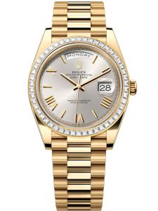 Đồng hồ Rolex Day-Date M228398TBR-0006 228398TBR-0006 vàng vàng và kim cương mặt số bạc