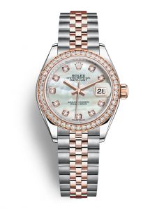 Đồng hồ Rolex Lady-Datejust 28 M279381RBR-0013 279381RBR-0013 Thép Oystersteel và Vàng Everose 18ct Mặt Khảm trai trắng Niềng Kim cương