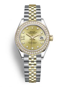 Đồng hồ Rolex Lady-Datejust 28 M279383RBR-0021 279383RBR-0021 Thép Oystersteel và Vàng Kim 18ct Mặt Champagne Niềng Kim cương - Lướt