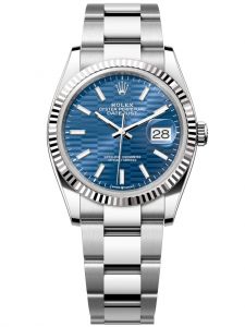 Đồng hồ Rolex Datejust M126234-0050 126234-0050 Oystersteel và vàng trắng, mặt số họa tiết gấp nếp xanh lam nhạt - Mẫu mới 2021