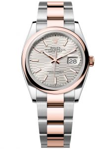 Đồng hồ Rolex Datejust M126201-0034 126201-0034 Oystersteel và vàng Everose mặt số họa tiết gấp nếp ánh bạc - Mẫu mới 2021