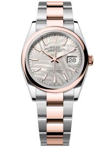 Đồng hồ Rolex Datejust M126201-0032 126201-0032 Oystersteel và vàng Everose mặt số họa tiết cây cọ bạc - Mẫu mới 2021