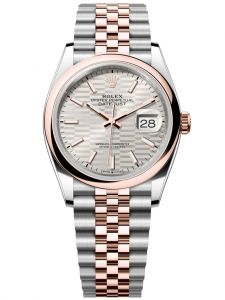 Đồng hồ Rolex Datejust M126201-0033 126201-0033 Oystersteel và vàng Everose, mặt số họa tiết gấp nếp ánh bạc - Mẫu mới 2021