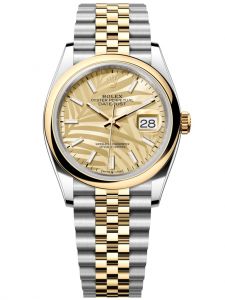 Đồng hồ Rolex Datejust M126203-0037 126203-0037 Oystersteel và vàng vàng mặt số họa tiết cây cọ vàng - Mẫu mới 2021