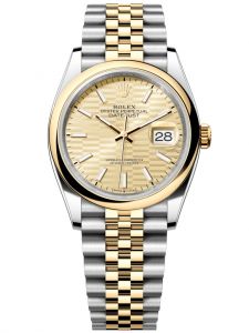 Đồng hồ Rolex Datejust M126203-0039 126203-0039 Oystersteel và vàng vàng mặt số họa tiết gấp nếp ánh vàng - Mẫu mới 2021