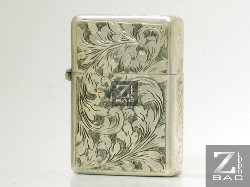 MS 181. Zippo bạc khối Italy phom vuông, hoa văn Venetian, bản lề 3 chấu đóng ngoài - 1950s - new