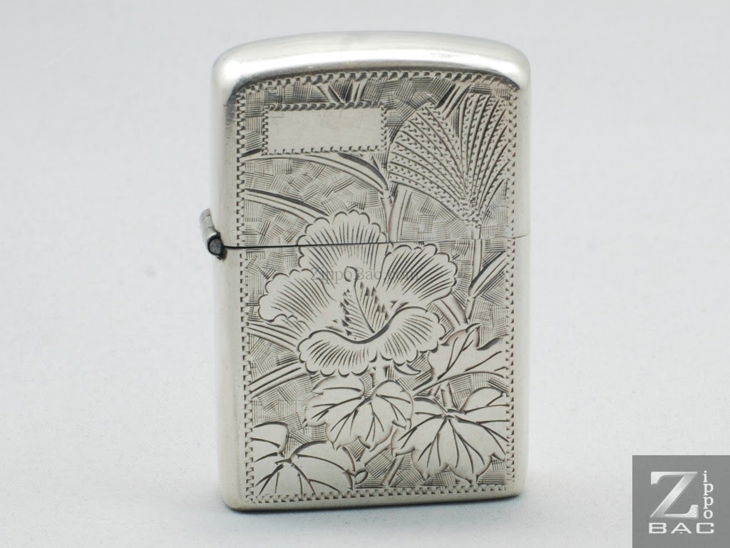 MS 215. Zippo bạc khối Nhật - hoa Phù Dung  - 1950s