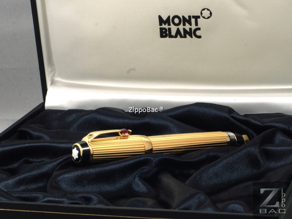 MS B.45 - Montblanc Boheme bút máy, toàn thân bọc vàng, đính đá đỏ - new in box