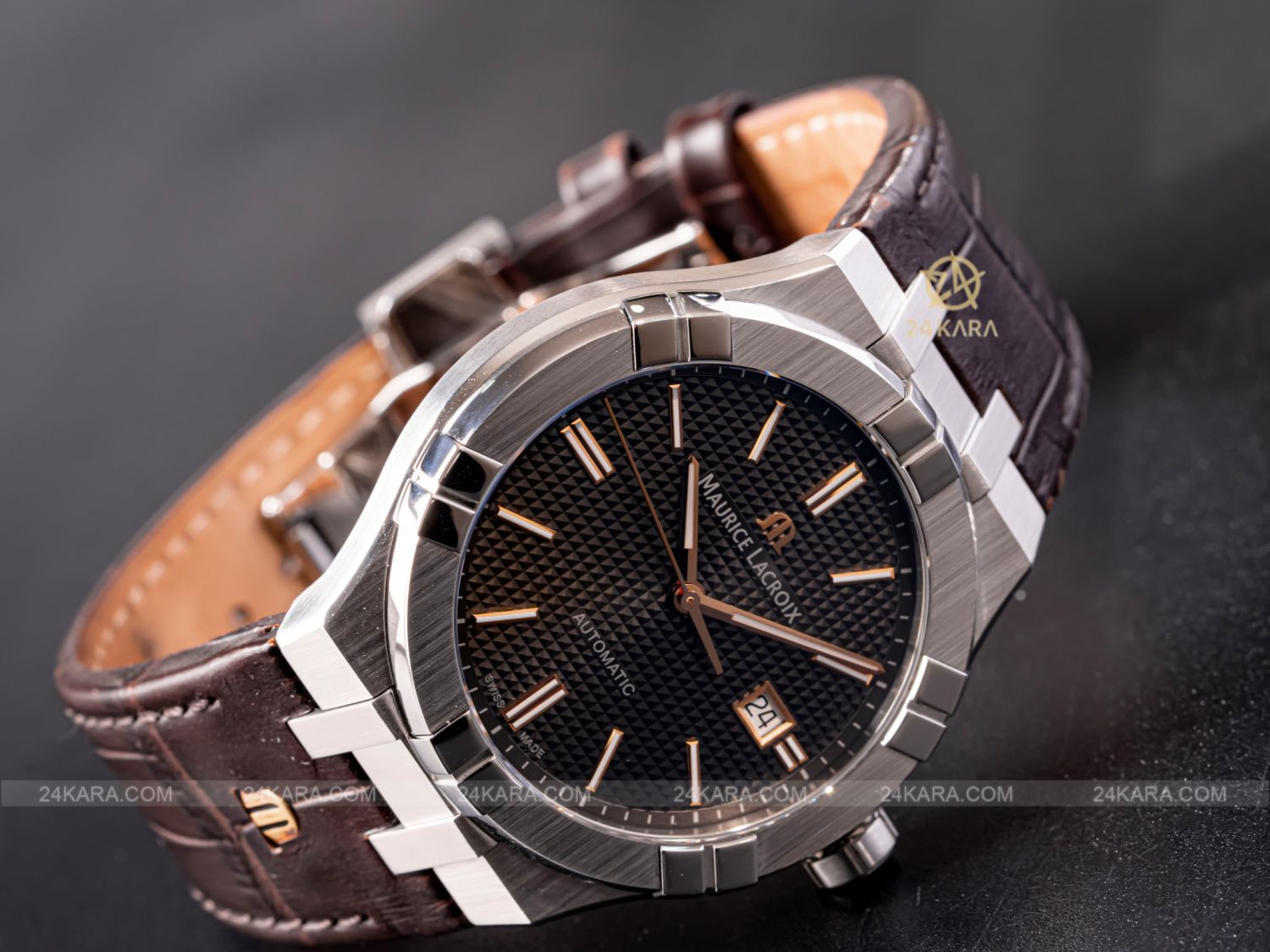 Đồng hồ Maurice Lacroix Aikon AI6008-SS001-331-1 Mặt Số Nâu Xám Automatic Date - lướt