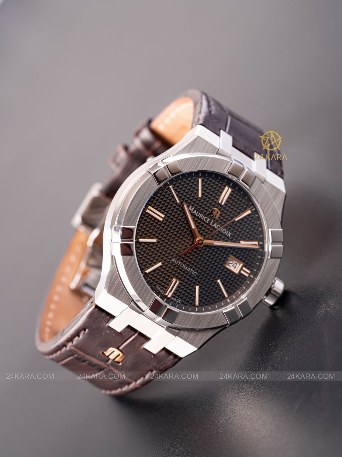 Đồng hồ Maurice Lacroix Aikon AI6008-SS001-331-1 Mặt Số Nâu Xám Automatic Date - lướt