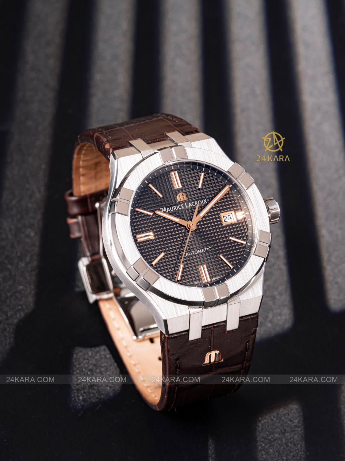 Đồng hồ Maurice Lacroix Aikon AI6008-SS001-331-1 Mặt Số Nâu Xám Automatic Date - lướt