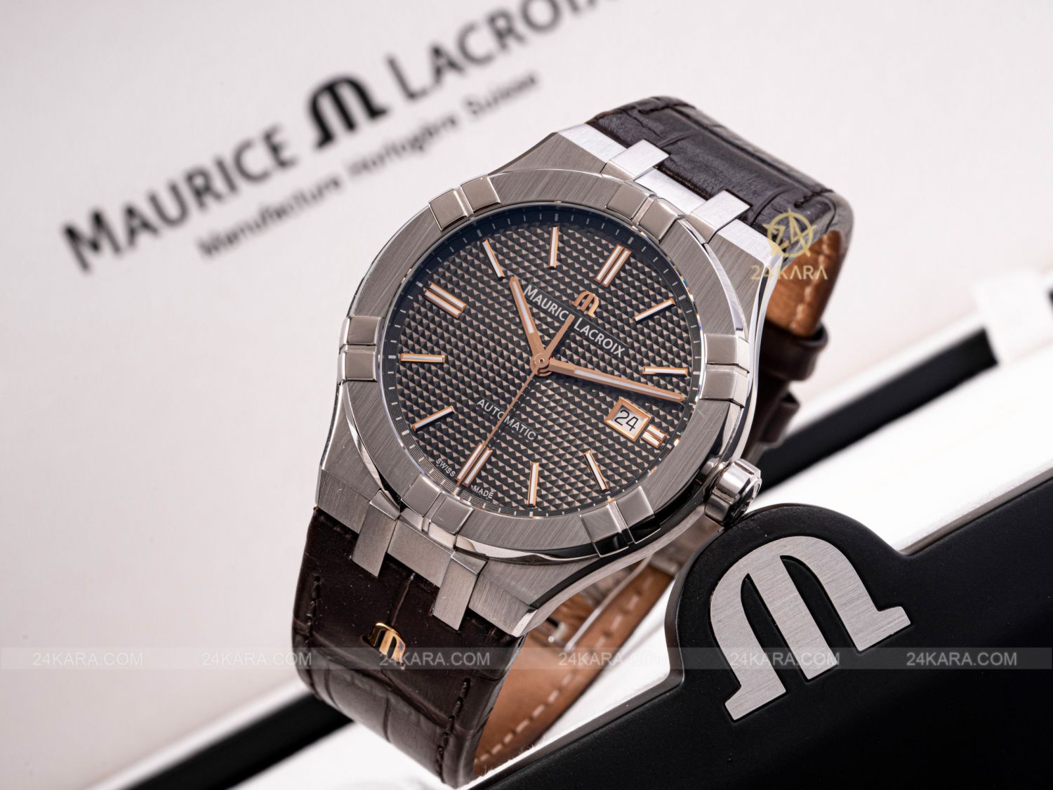 Đồng hồ Maurice Lacroix Aikon AI6008-SS001-331-1 Mặt Số Nâu Xám Automatic Date - lướt