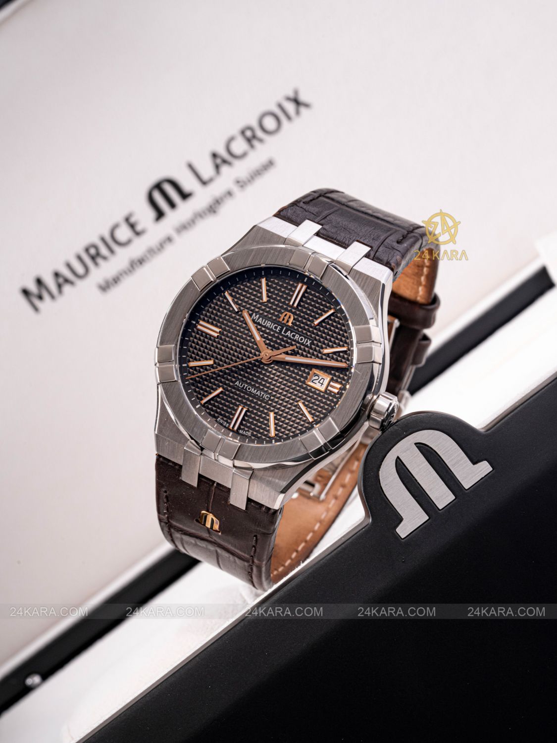 Đồng hồ Maurice Lacroix Aikon AI6008-SS001-331-1 Mặt Số Nâu Xám Automatic Date - lướt