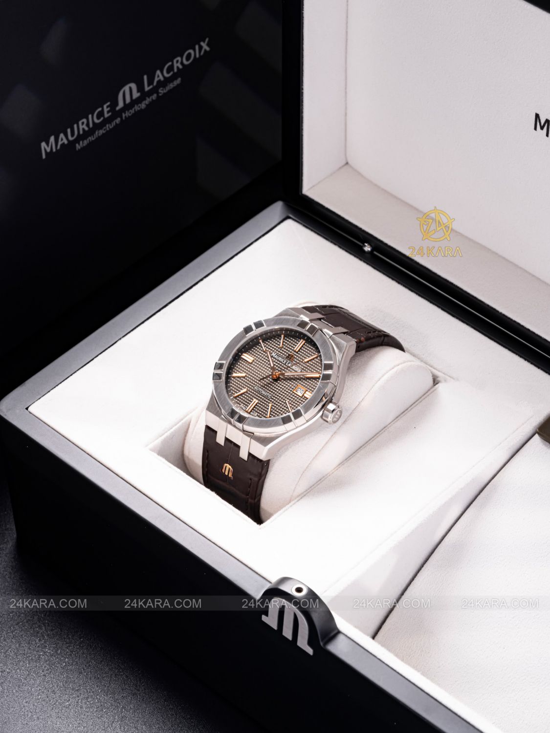 Đồng hồ Maurice Lacroix Aikon AI6008-SS001-331-1 Mặt Số Nâu Xám Automatic Date - lướt