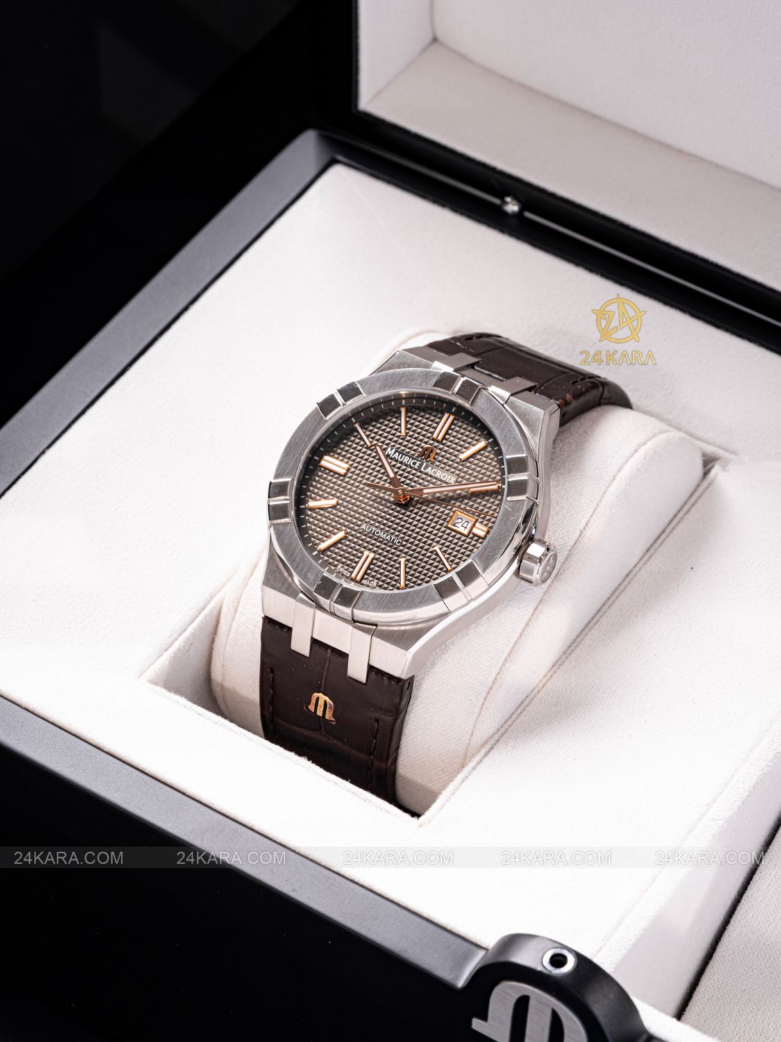 Đồng hồ Maurice Lacroix Aikon AI6008-SS001-331-1 Mặt Số Nâu Xám Automatic Date - lướt