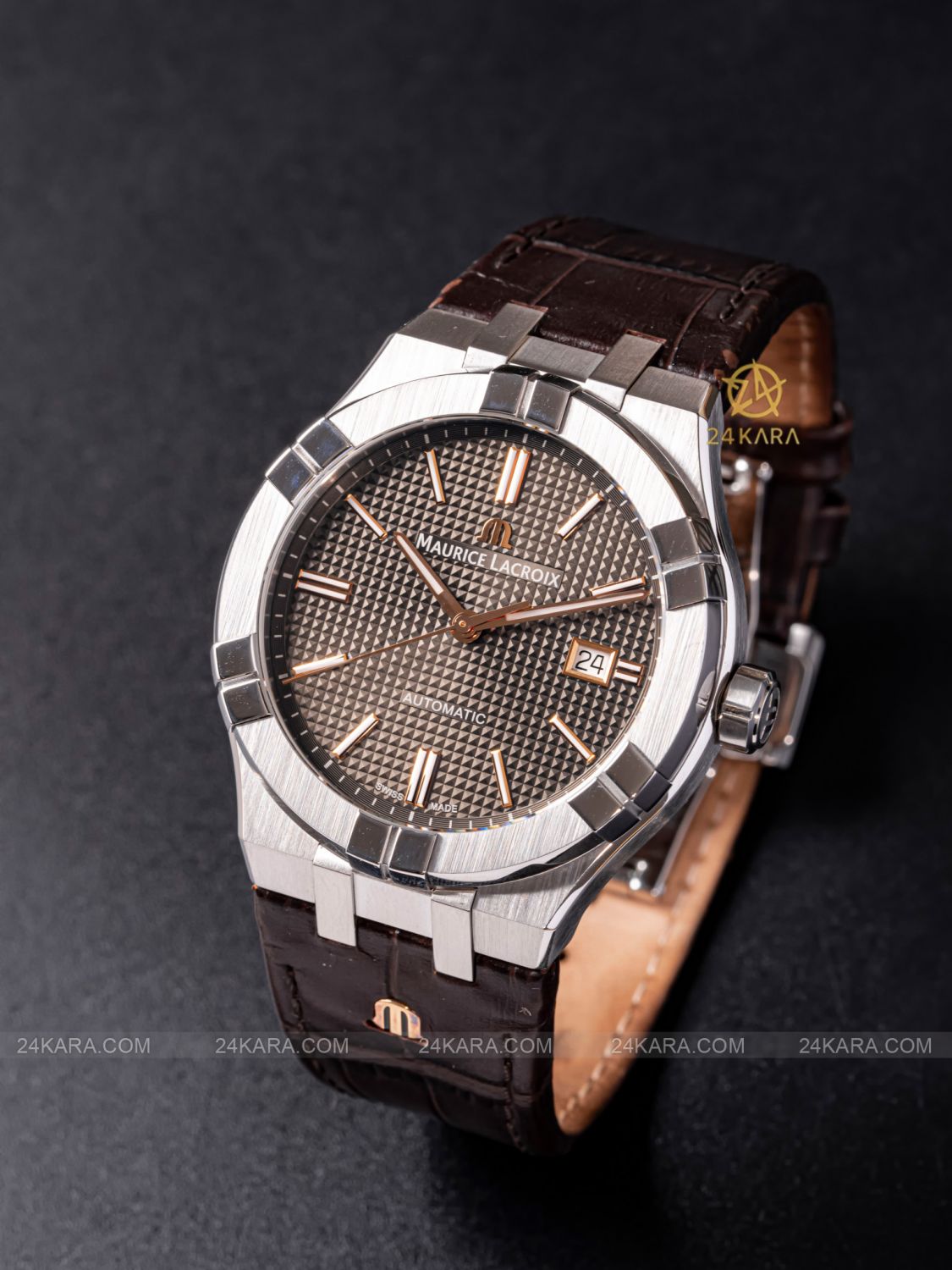 Đồng hồ Maurice Lacroix Aikon AI6008-SS001-331-1 Mặt Số Nâu Xám Automatic Date - lướt