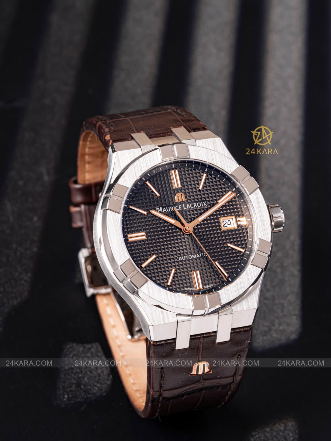 Đồng hồ Maurice Lacroix Aikon AI6008-SS001-331-1 Mặt Số Nâu Xám Automatic Date - lướt