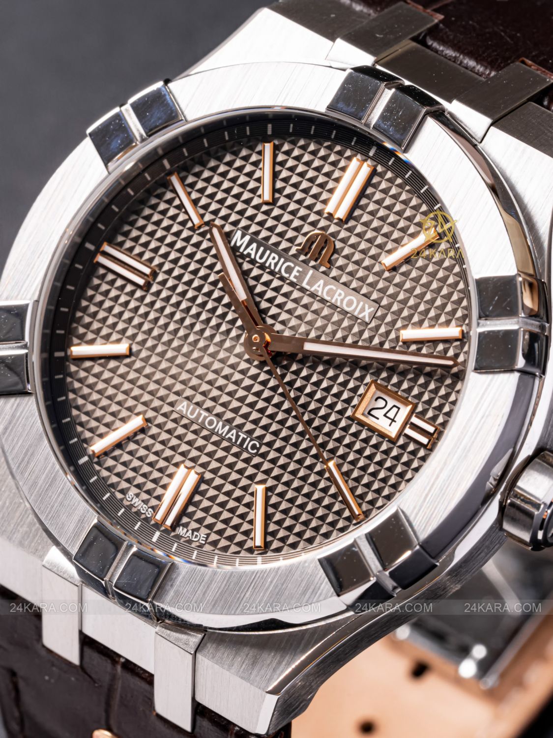 Đồng hồ Maurice Lacroix Aikon AI6008-SS001-331-1 Mặt Số Nâu Xám Automatic Date - lướt