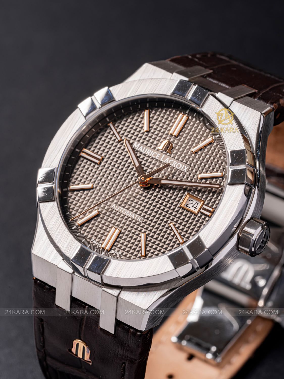 Đồng hồ Maurice Lacroix Aikon AI6008-SS001-331-1 Mặt Số Nâu Xám Automatic Date - lướt