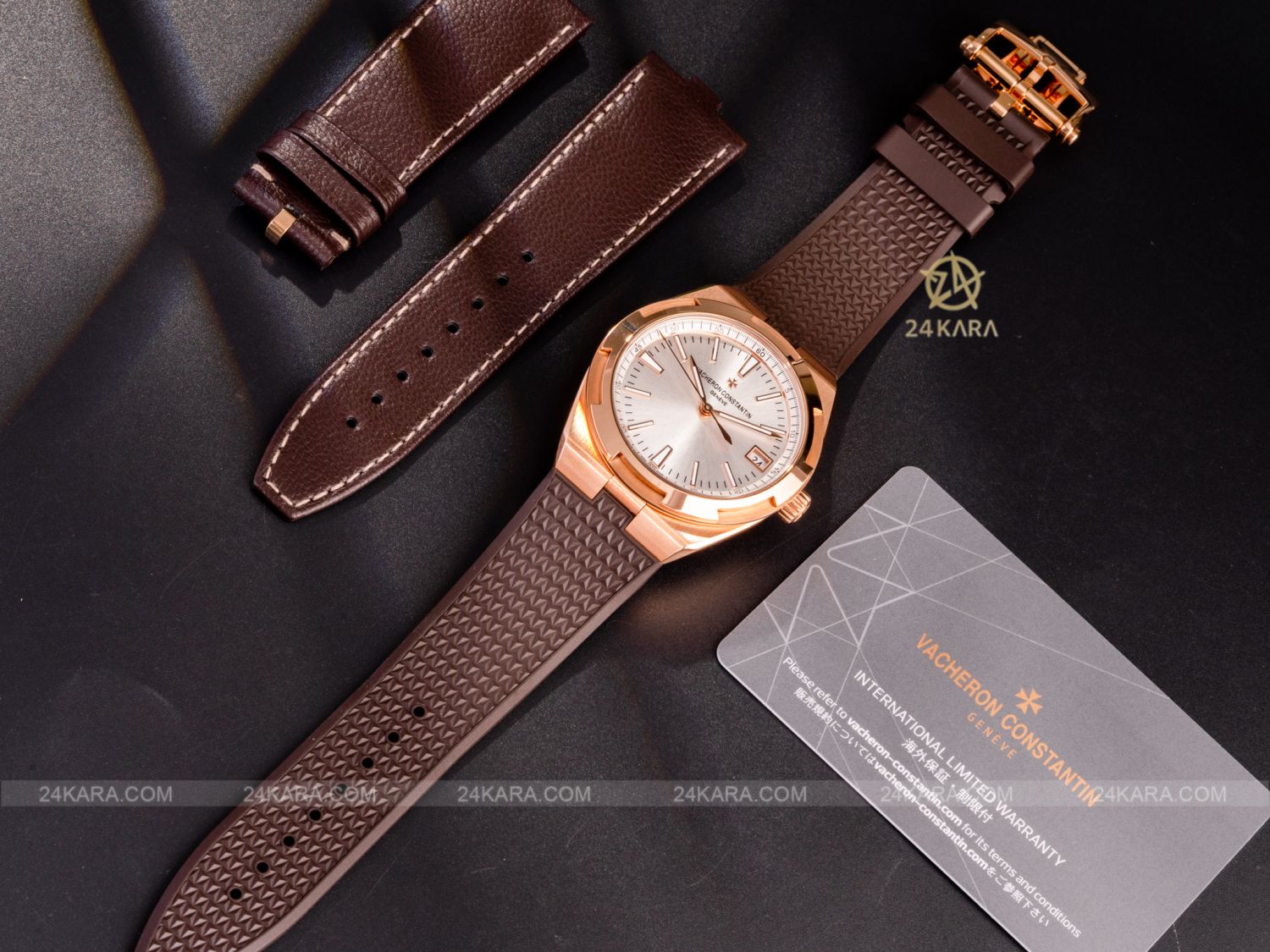 Đồng hồ Vacheron Constantin Overseas 41 Rose Gold 18K 4500V/000R-B127 mặt số trắng, dây da và dây cao su nâu