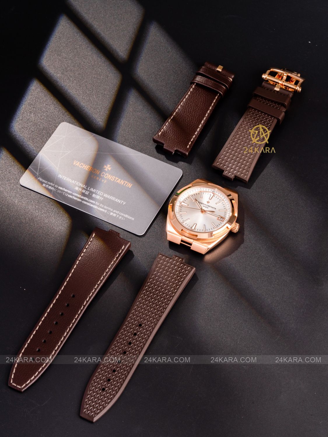 Đồng hồ Vacheron Constantin Overseas 41 Rose Gold 18K 4500V/000R-B127 mặt số trắng, dây da và dây cao su nâu