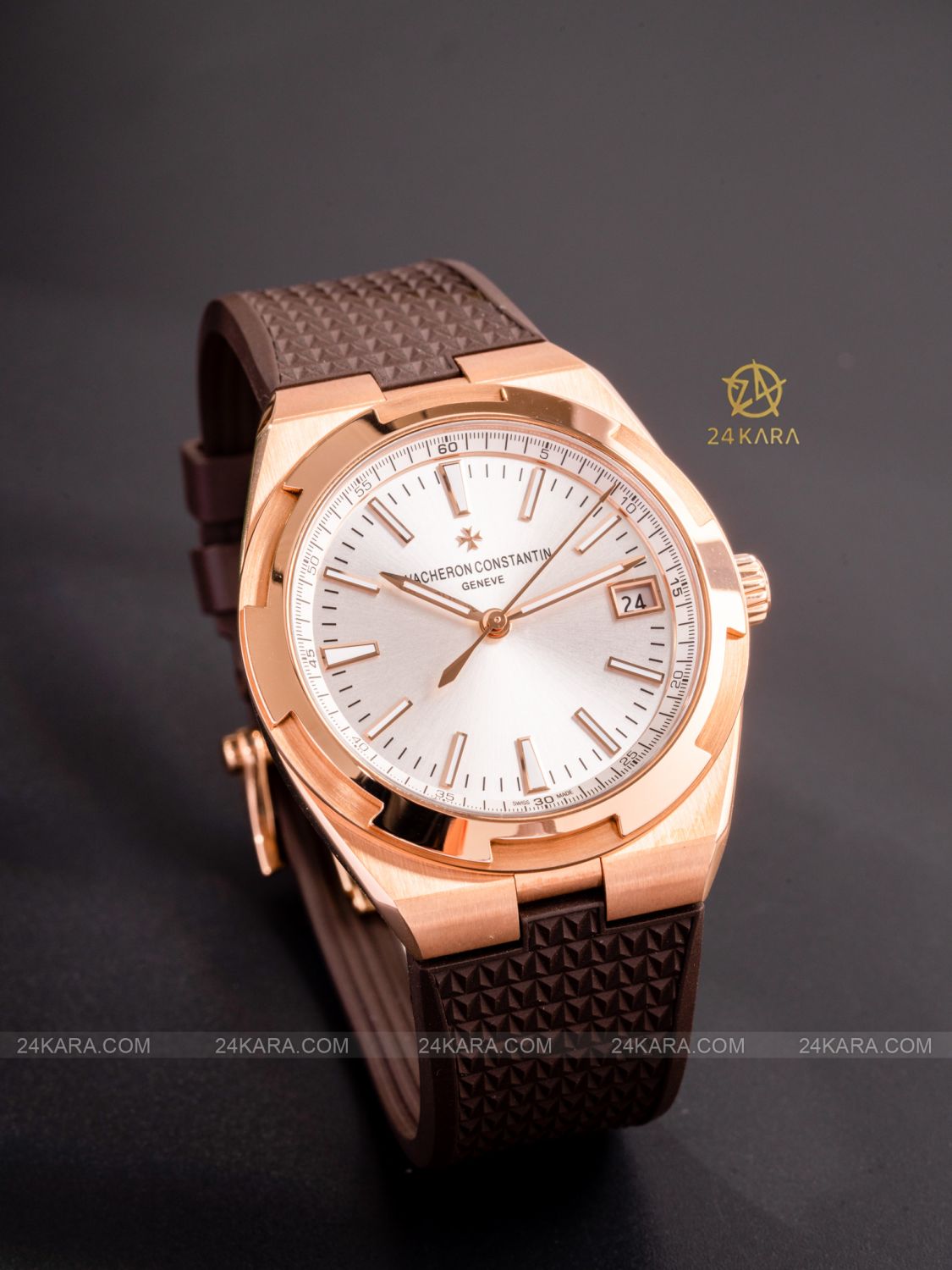 Đồng hồ Vacheron Constantin Overseas 41 Rose Gold 18K 4500V/000R-B127 mặt số trắng, dây da và dây cao su nâu