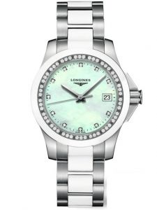 Đồng hồ Longines Conquest White Ceramic Diamond Ladies  L32810877 L3.281.0.87.7