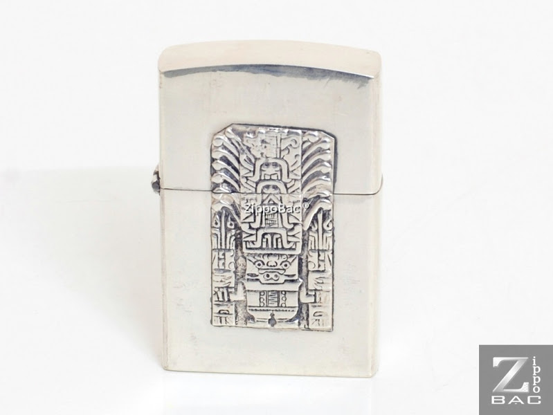 MS 232. Zippo bạc khối Peru - Tượng thần Maya cổ đại - 1950s