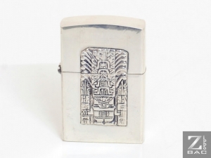 MS 232. Zippo bạc khối Peru - Tượng thần Maya cổ đại - 1950s