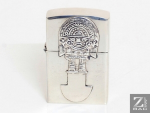 MS 233. Zippo bạc khối Peru - Tượng chiến binh Maya cổ đại - 1950s