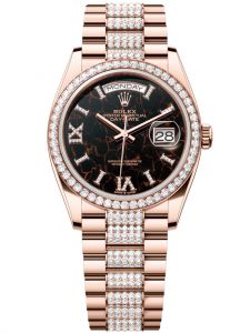 Đồng hồ Rolex Day-Date M128345RBR-0045 vàng Everose 18 ct, mặt số thạch anh và kim cương