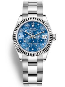 Đồng hồ Rolex Datejust M278274-0035 278274-0035 Thép và Vàng trắng, mặt số họa tiết hoa xanh azzurro kim cương - Mẫu mới 2022