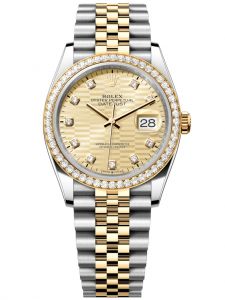 Đồng hồ Rolex Datejust M126283RBR-0031 126283RBR-0031 Thép Vàng vàng và Kim cương mặt số họa tiết gấp nếp vàng kim kim cương - Mẫu mới 2022