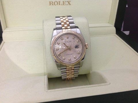 Đồng hồ Rolex 116231 Date-Just mặt hồng phấn vi tinh demi vàng hồng (lướt)