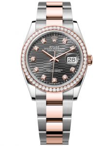 Đồng hồ Rolex Datejust M126281RBR-0030 126281RBR-0030 Thép Vàng hồng và Kim cương mặt số họa tiết gấp nếp xám đậm kim cương - Mẫu mới 2022