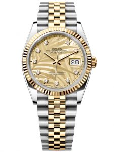 Đồng hồ Rolex Datejust M126233-0043 126233-0043 Thép và Vàng vàng, mặt số họa tiết cây cọ vàng kim kim cương - Mẫu mới 2022