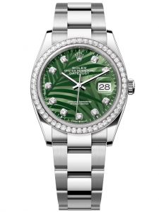 Đồng hồ Rolex Datejust M126284RBR-0048 126284RBR-0048 Thép Vàng trắng và Kim cương mặt số họa tiết cây cọ xanh olive kim cương - Mẫu mới 2022