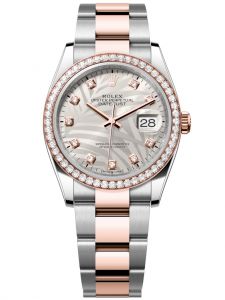 Đồng hồ Rolex Datejust M126281RBR-0026 126281RBR-0026 Thép Vàng hồng và Kim cương mặt số họa tiết cây cọ bạc kim cương - Mẫu mới 2022