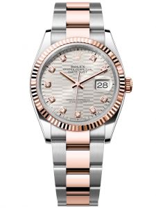 Đồng hồ Rolex Datejust M126231-0040 126231-0040 Thép và Vàng hồng, mặt số họa tiết gấp nếp bạc kim cương - Mẫu mới 2022