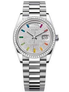 Đồng hồ Rolex Day-Date M128396TBR-0006 128396TBR-0006 Platinum và Kim cương mặt số kim cương - Mẫu mới 2022