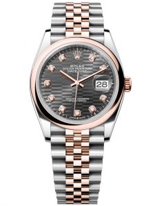 Đồng hồ Rolex Datejust M126201-0041 126201-0041 Thép và Vàng hồng mặt số họa tiết gấp nếp xám đậm kim cương - Mẫu mới 2022