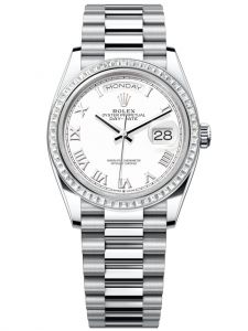 Đồng hồ Rolex Day-Date M128396TBR-0010 128396TBR-0010 Platinum và Kim cương mặt số trắng - Mẫu mới 2022