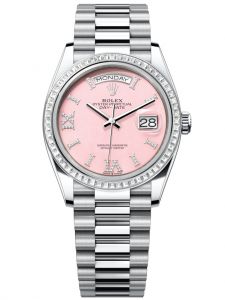 Đồng hồ Rolex Day-Date M128396TBR-0009 128396TBR-0009 Platinum và Kim cương mặt số đá opal hồng kim cương - Mẫu mới 2022